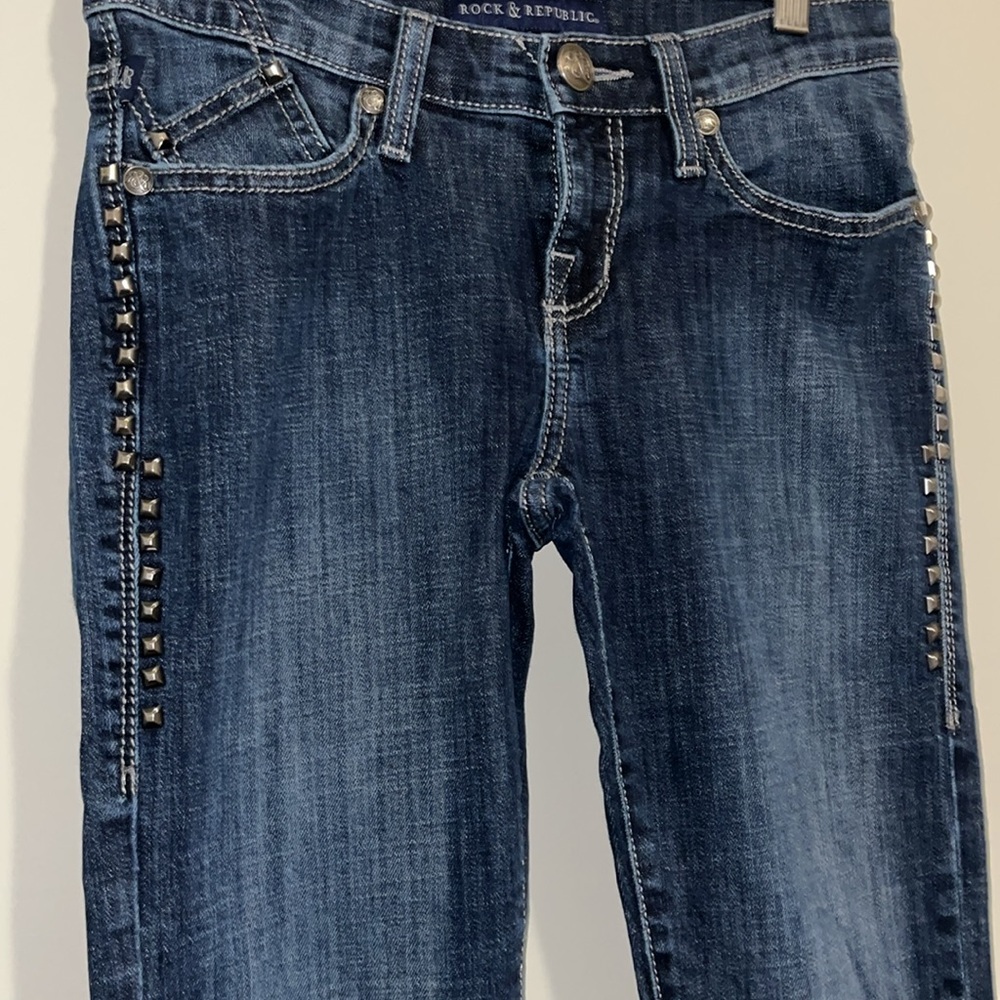 Rock Republic Womens Blue Studded Flare Jeans‎ - Picture 2 of 12